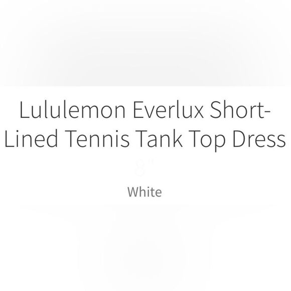 Lululemon Everlux Short-Lined Tennis Tank Top Dress 6" Short Inseam White Size 6 - Picture 9 of 13